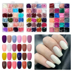 576 Pcs Colorful Artificial Nails | 24 Colors | Acrylic Full Cover Fake Nails