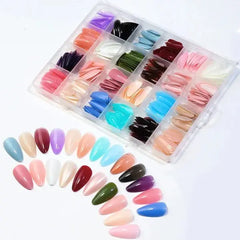 576 Pcs Colorful Artificial Nails | 24 Colors | Acrylic Full Cover Fake Nails