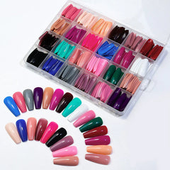 576 Pcs Colorful Artificial Nails | 24 Colors | Acrylic Full Cover Fake Nails