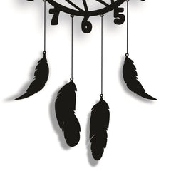 Wooden Feather Wall Clock - 3D Dream Catcher Design